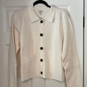 J. Crew Ivory Button-Up Sweater